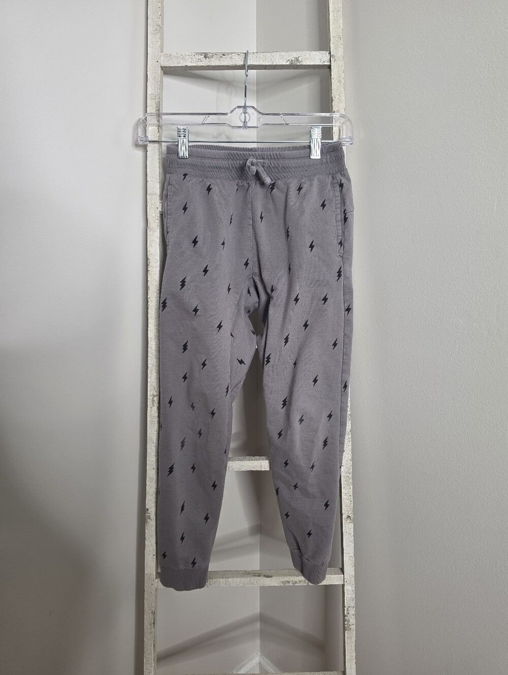Tea Boys Size 12 Lightning Bolt Gray Drawstring Waist Pants